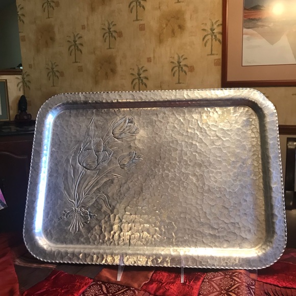 MID CENTURY MODERN ETCHED ALUMINUM TRAY by RODNEY KENT - Picture 11 of 15
